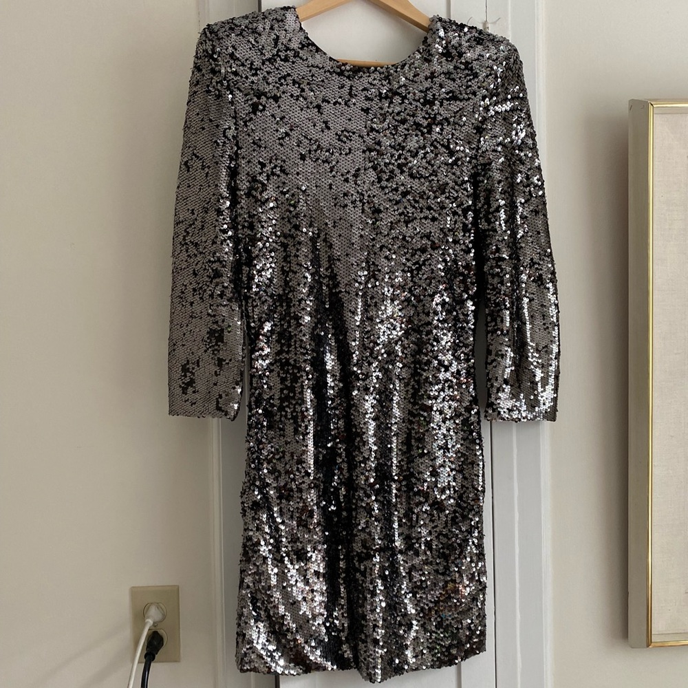 American Retro Silver Sequin Mini Dress sz 36
